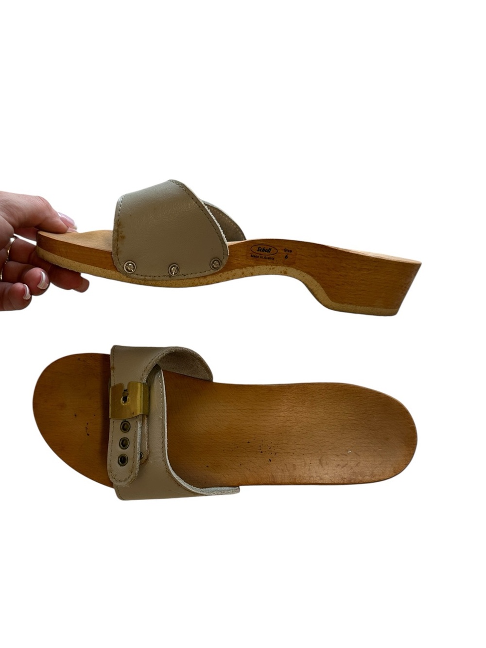 Vintage 70s wooden clogs Dr Scholls size 6